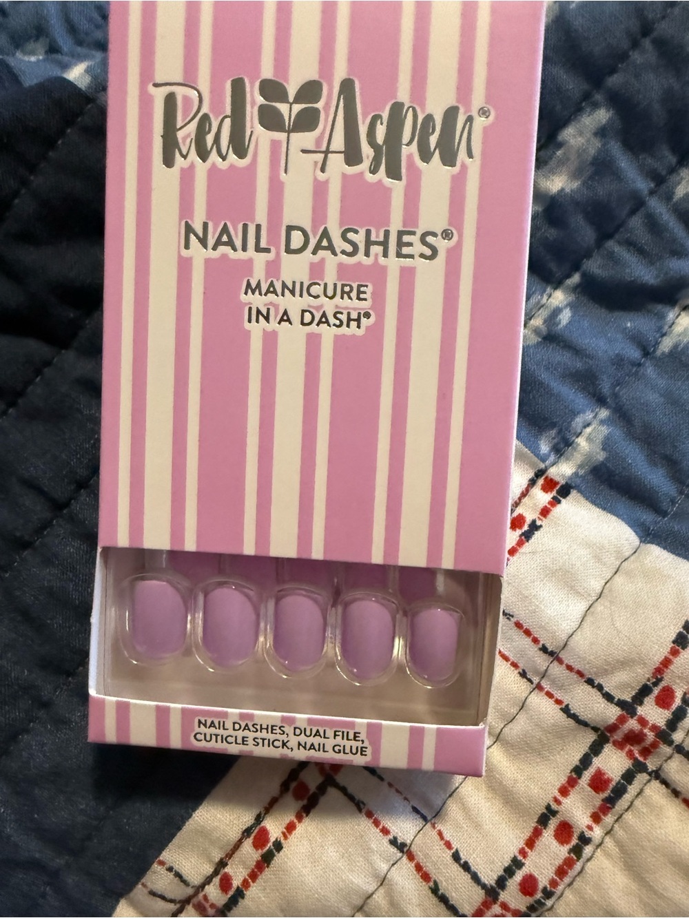 Red Aspen Nail Dashes Press-On Nails in Light Lavender Pink